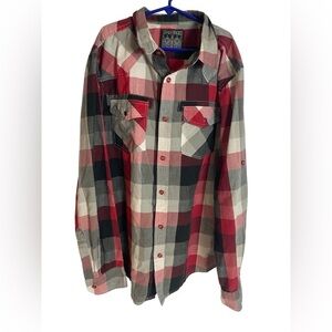 Red and Black Plaid Button-Up Shirt